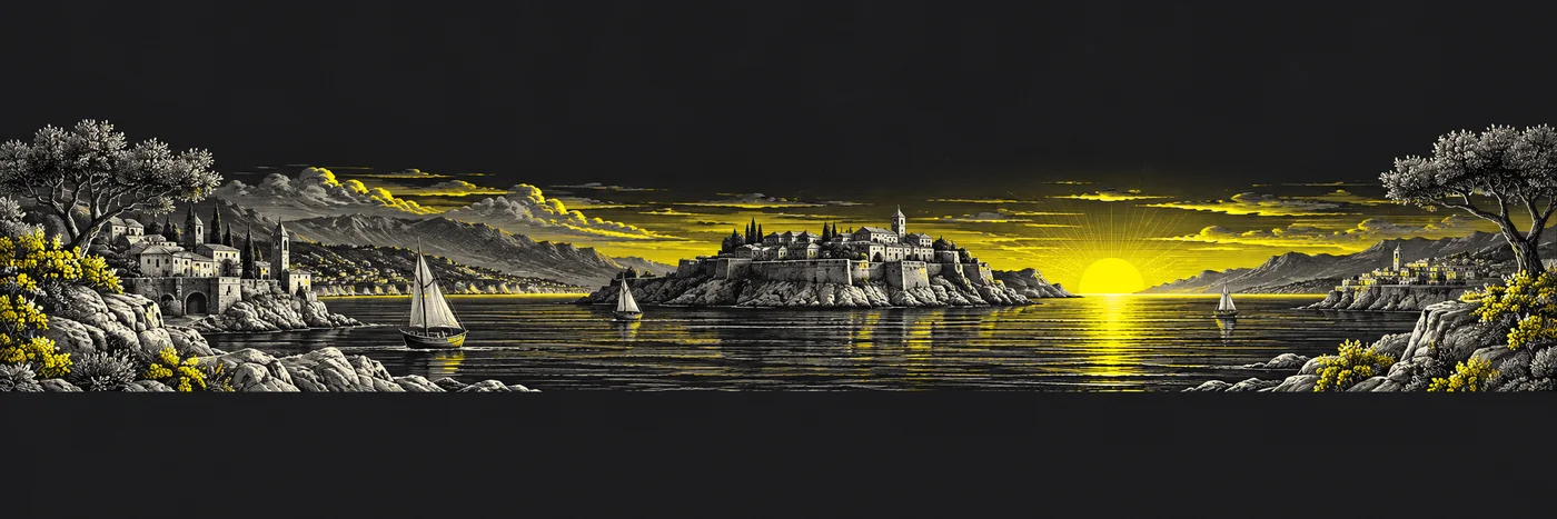 Arche de pierre et forteresse dans la lumière